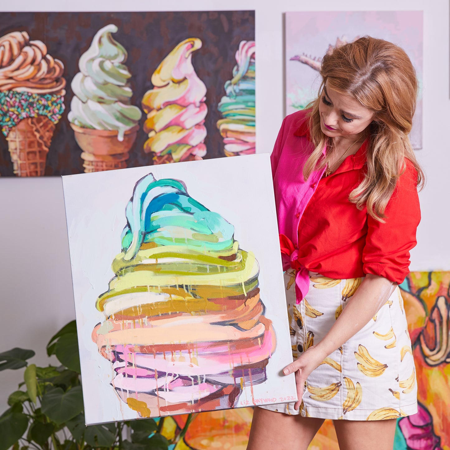 Rainbow Soft-Serve with Coral Drips