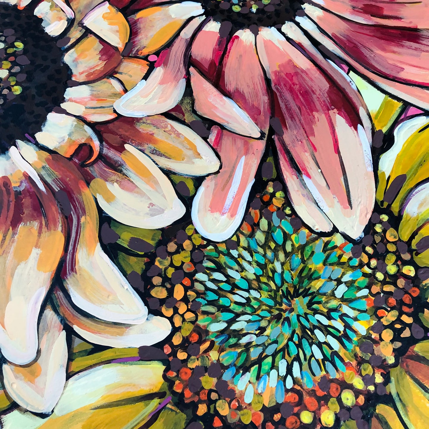 Sunflowers on Pink