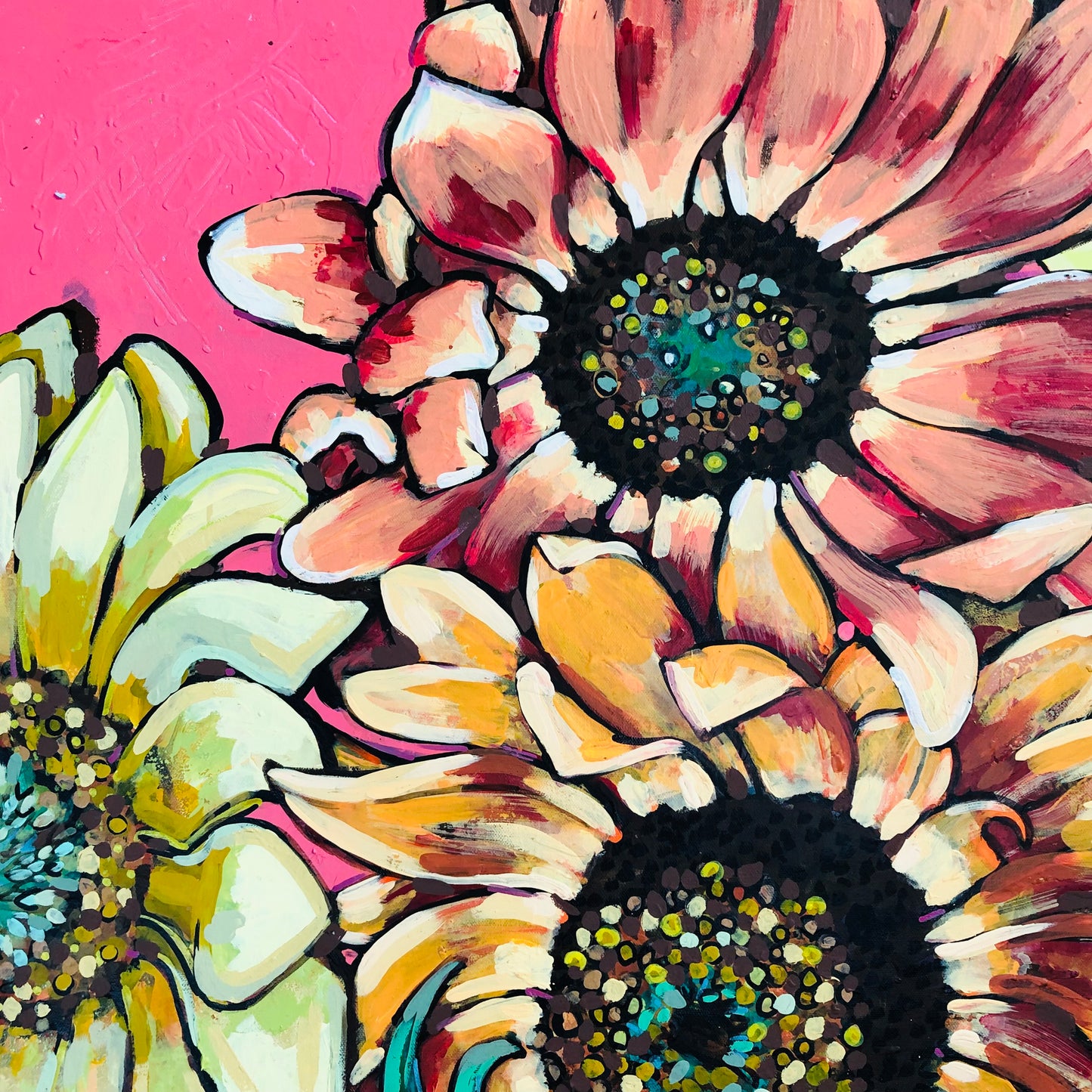 Sunflowers on Pink