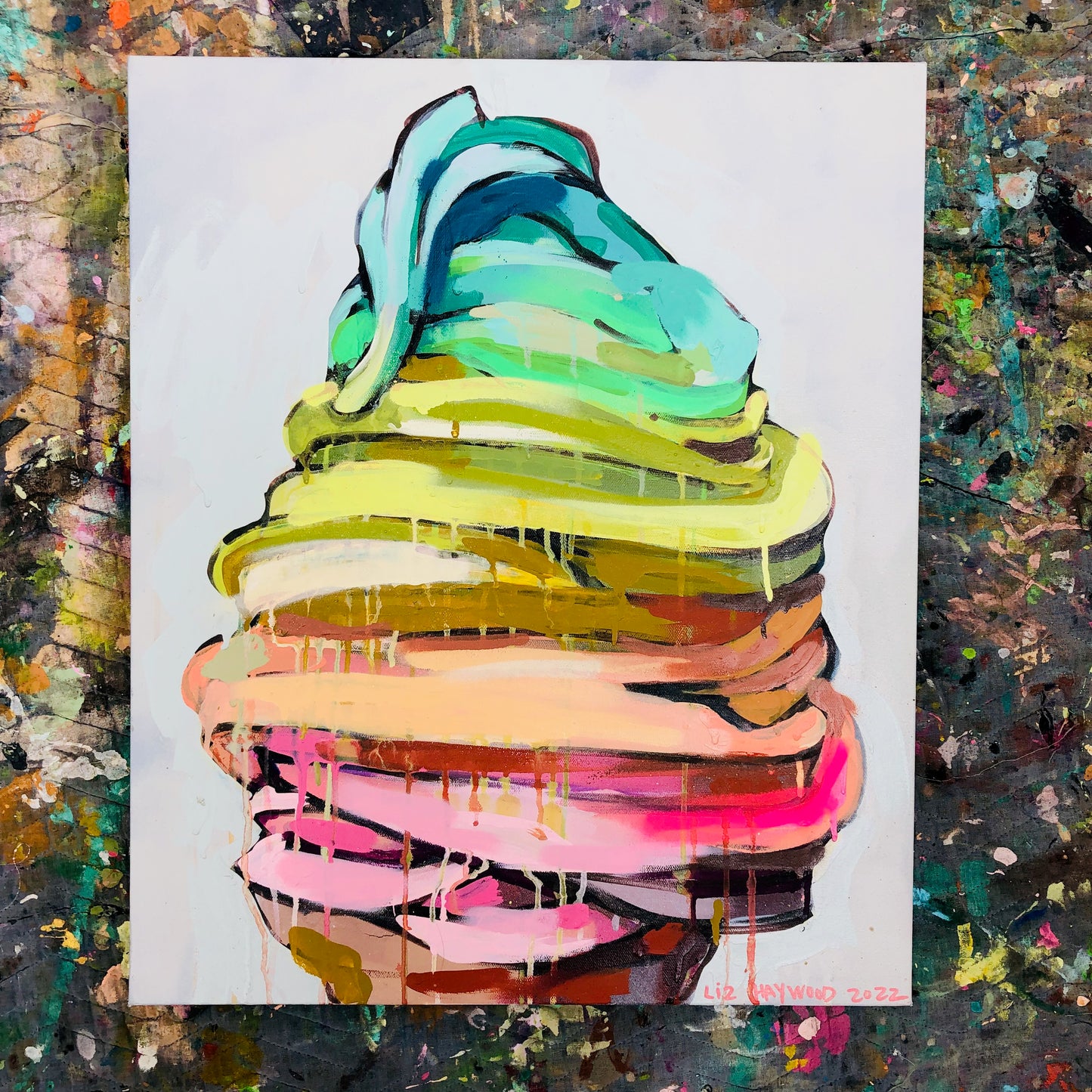 Rainbow Soft-Serve with Coral Drips