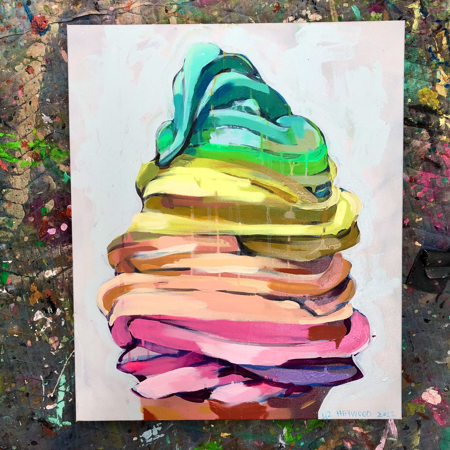 Rainbow Soft-Serve on Gray