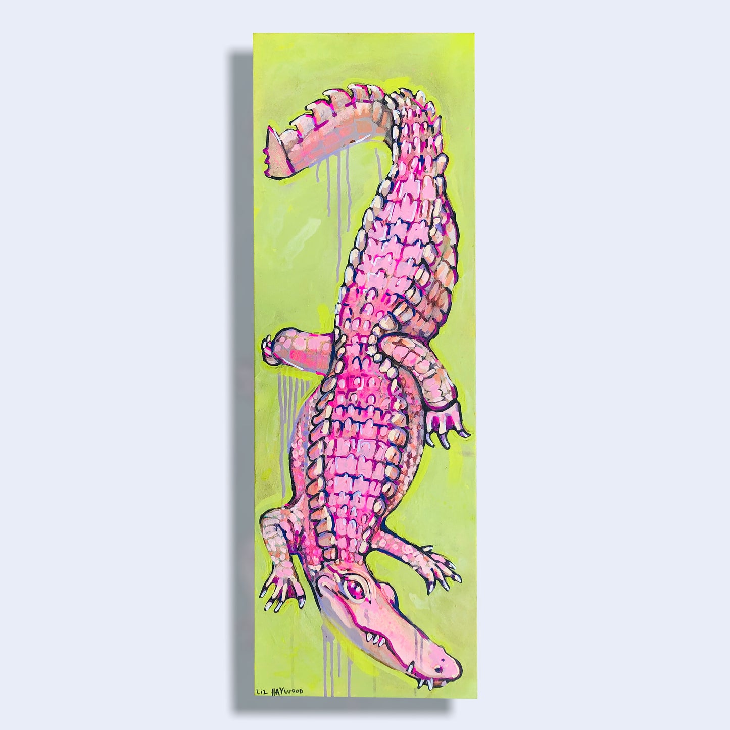 Pinkie the Gator on Acid Green