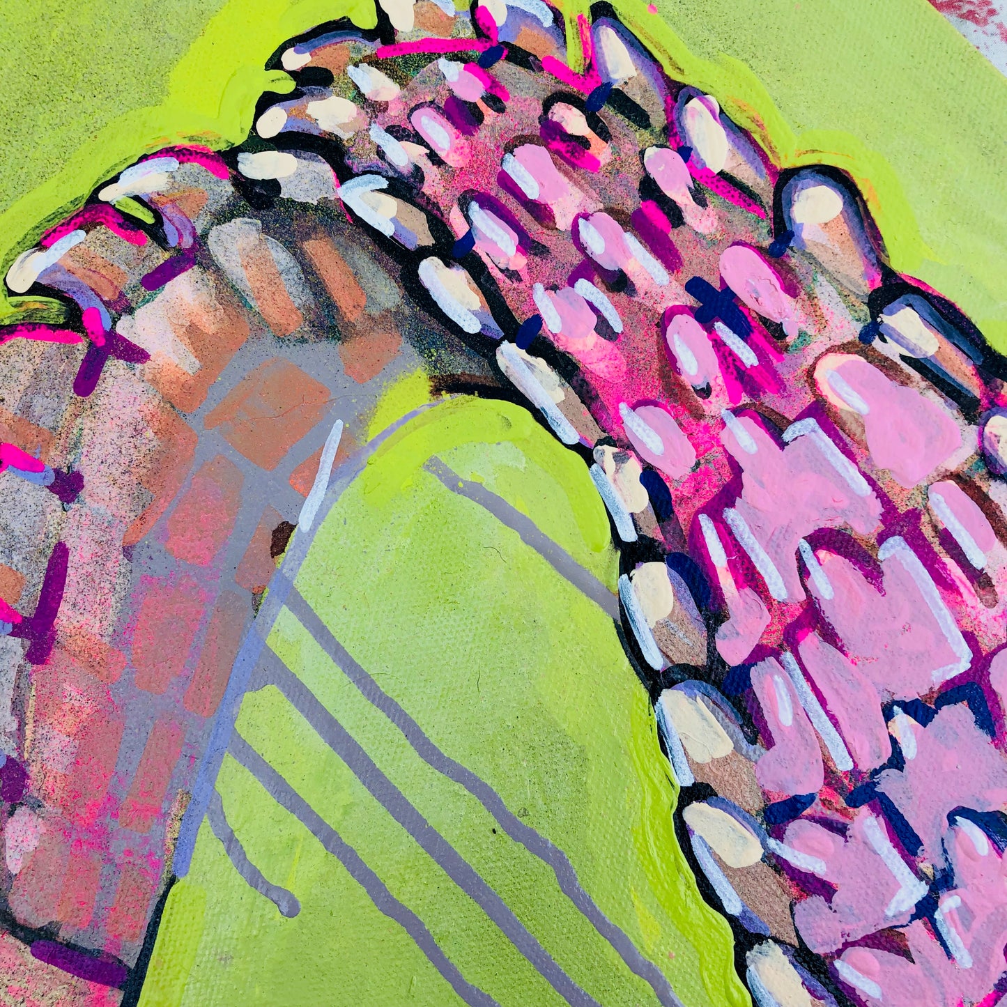Pinkie the Gator on Acid Green