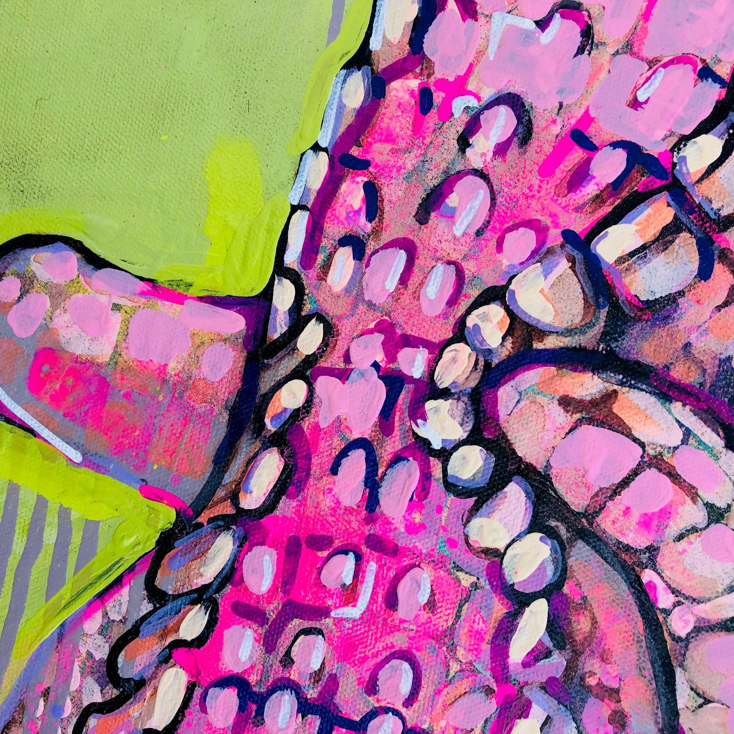 Pinkie the Gator on Acid Green