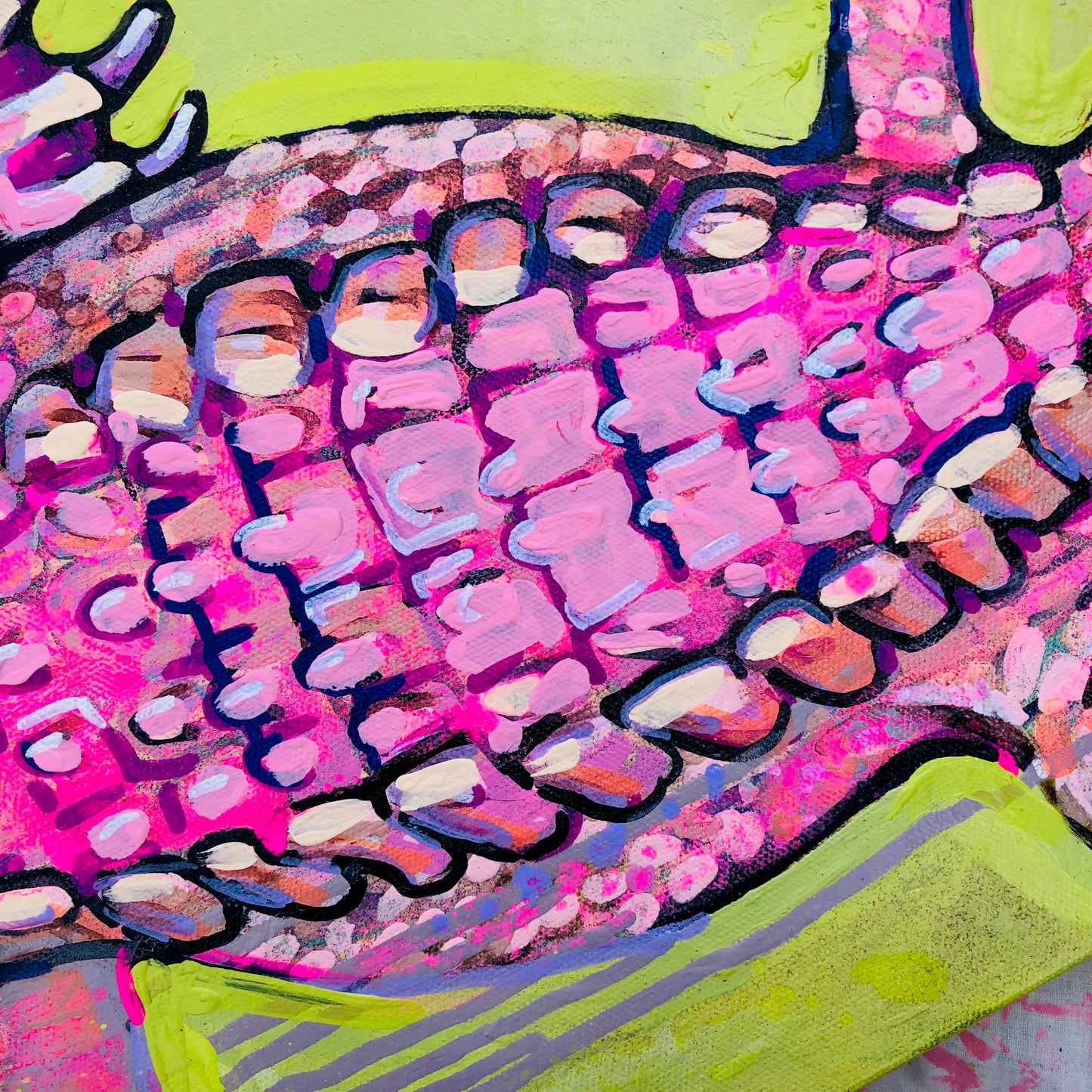 Pinkie the Gator on Acid Green