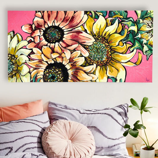 Sunflowers on Pink