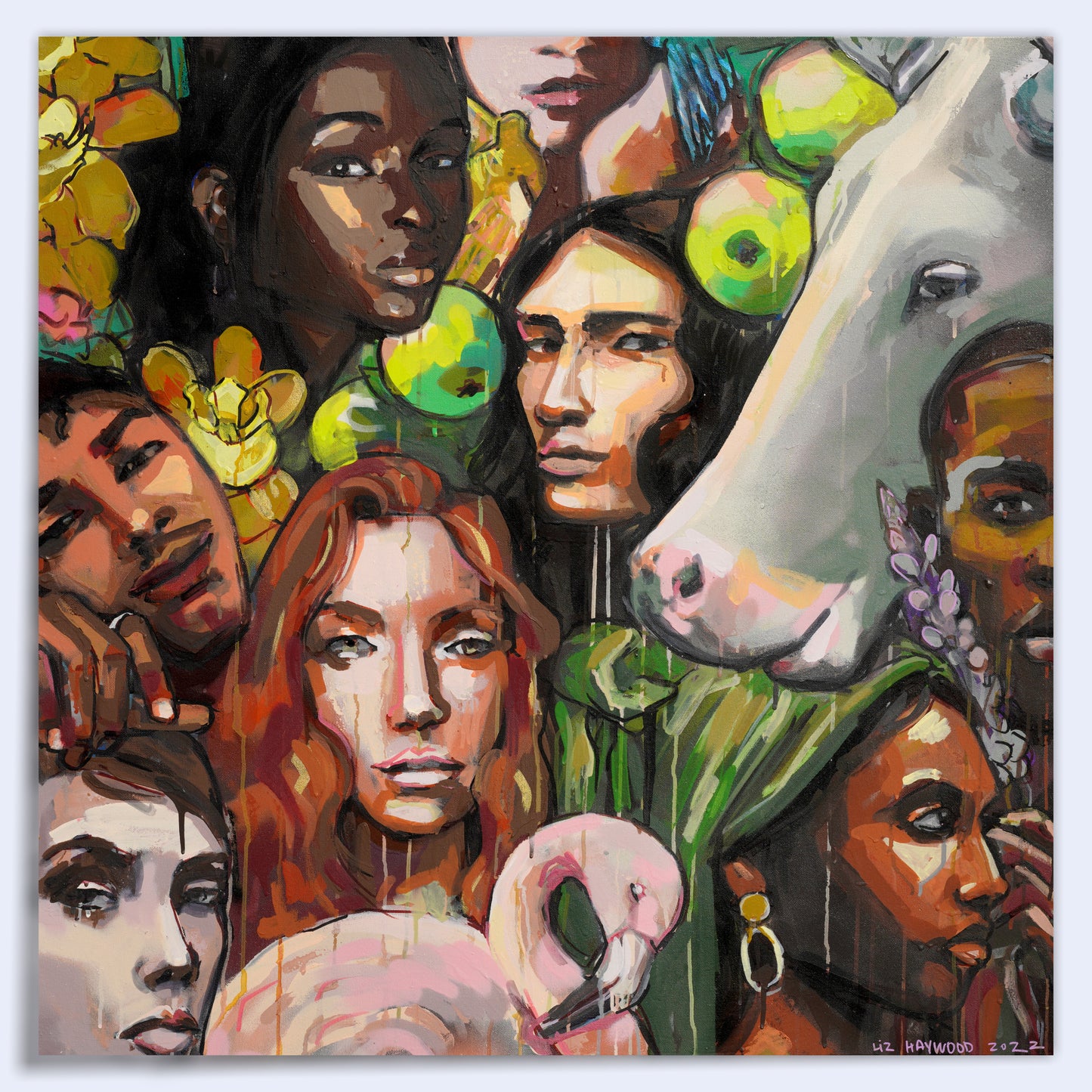 18 x 18 'Green Apples & People' Prints